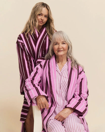 Fuchsia Stripe Terry Robe