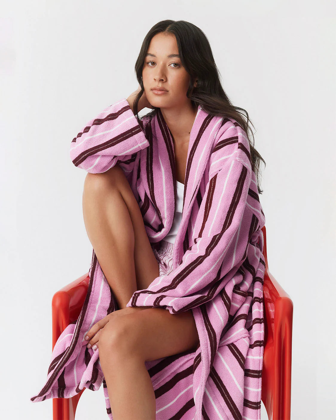 Fuchsia Stripe Terry Robe
