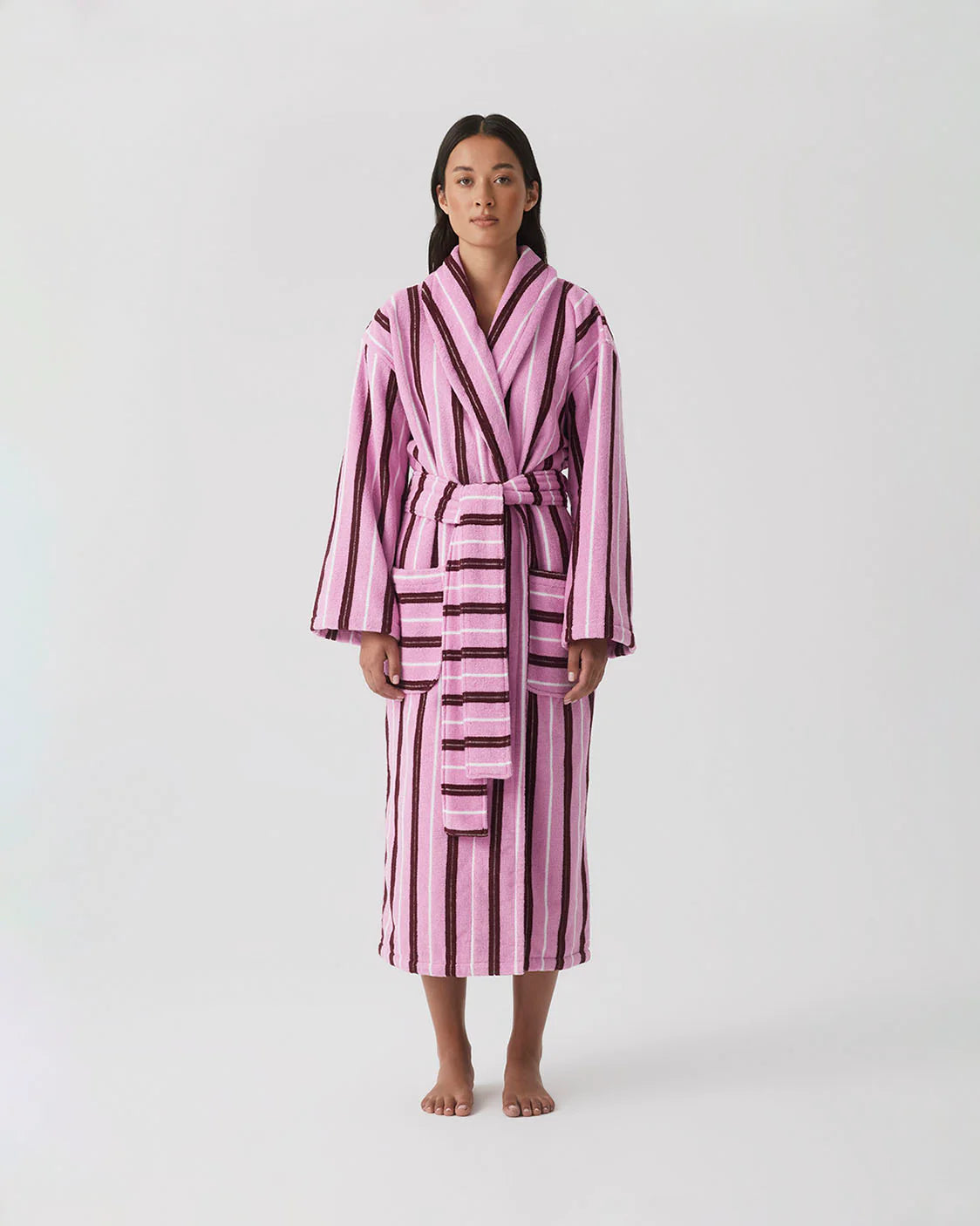 Fuchsia Stripe Terry Robe