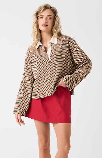 Alisa Rugby Tee - Toffee Stripe