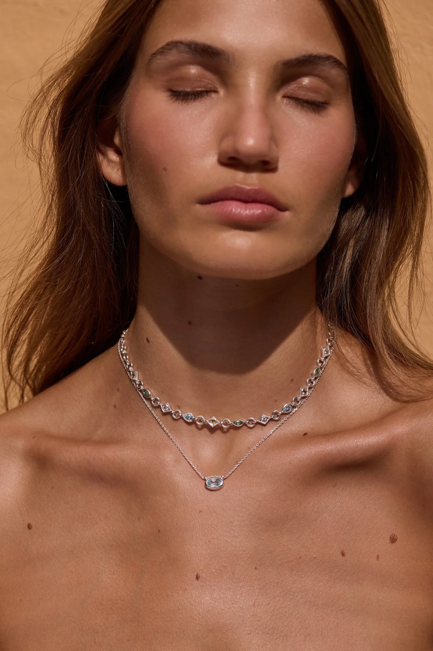 Luna Sky Blue Topaz Silver Necklace