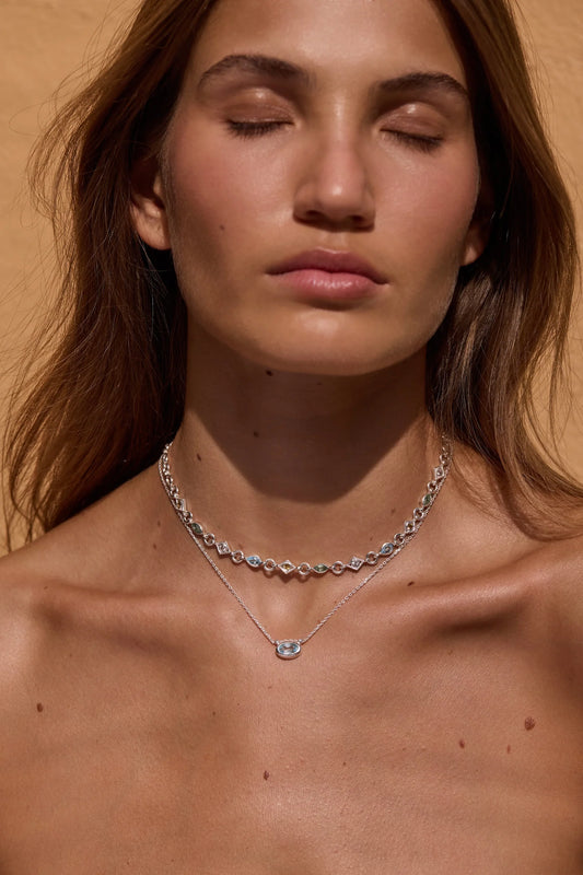 Luna Sky Blue Topaz Silver Necklace