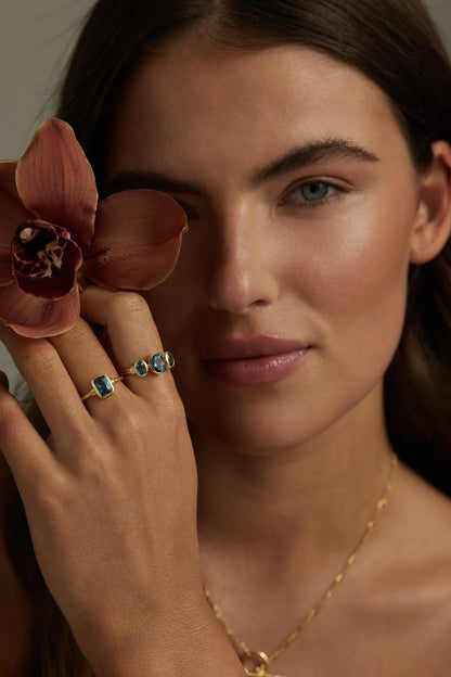 Trinity Blue Topaz Gold Ring 7/M