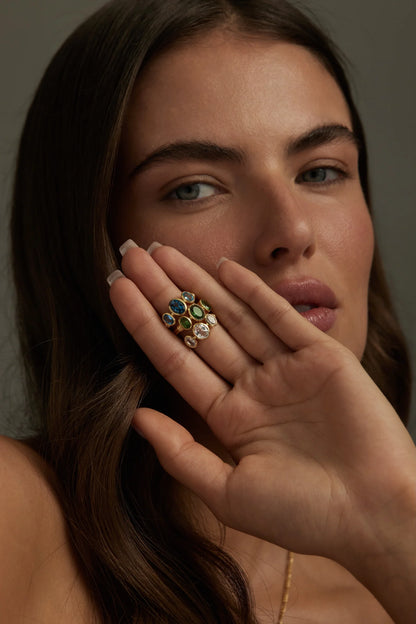 Trinity Blue Topaz Gold Ring 7/M