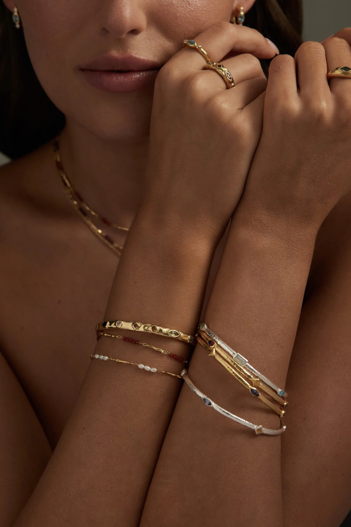 Callista Multi Stone Gold Bangle