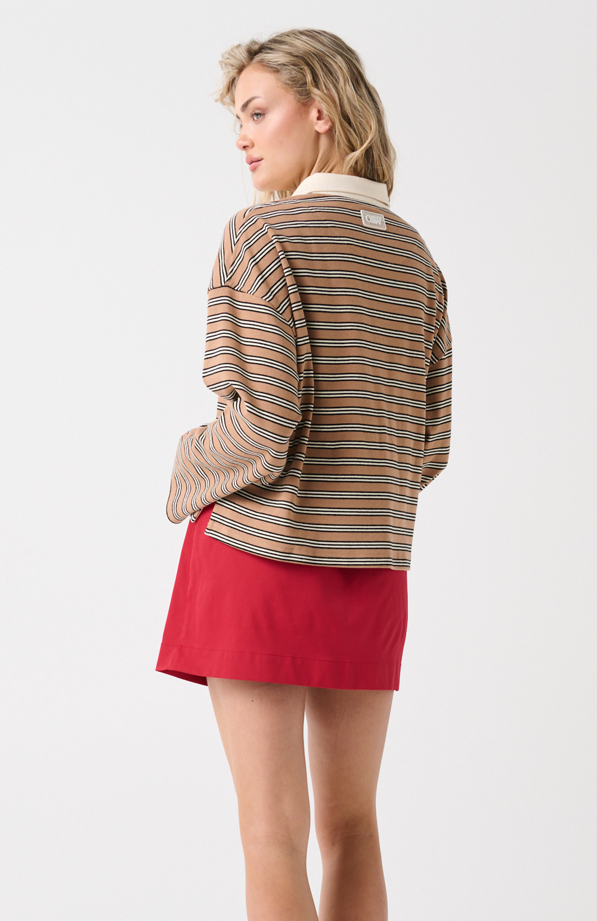 Alisa Rugby Tee - Toffee Stripe