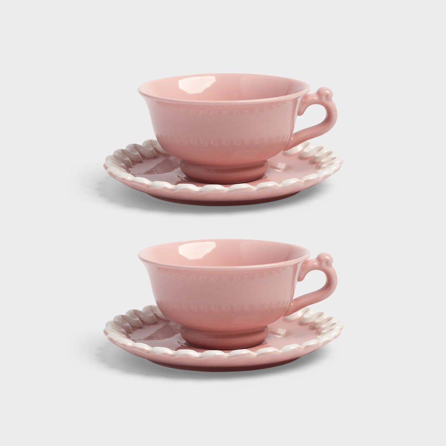 Cup + Saucer Whip Pink ~ Set of 2