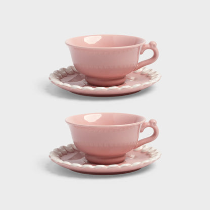 Cup + Saucer Whip Pink ~ Set of 2