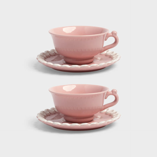 Cup + Saucer Whip Pink ~ Set of 2