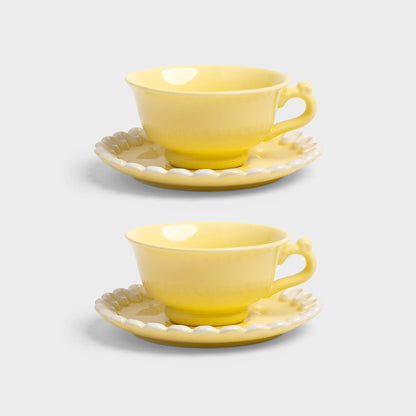 Cup + Saucer Whip Yellow ~ Set of 2