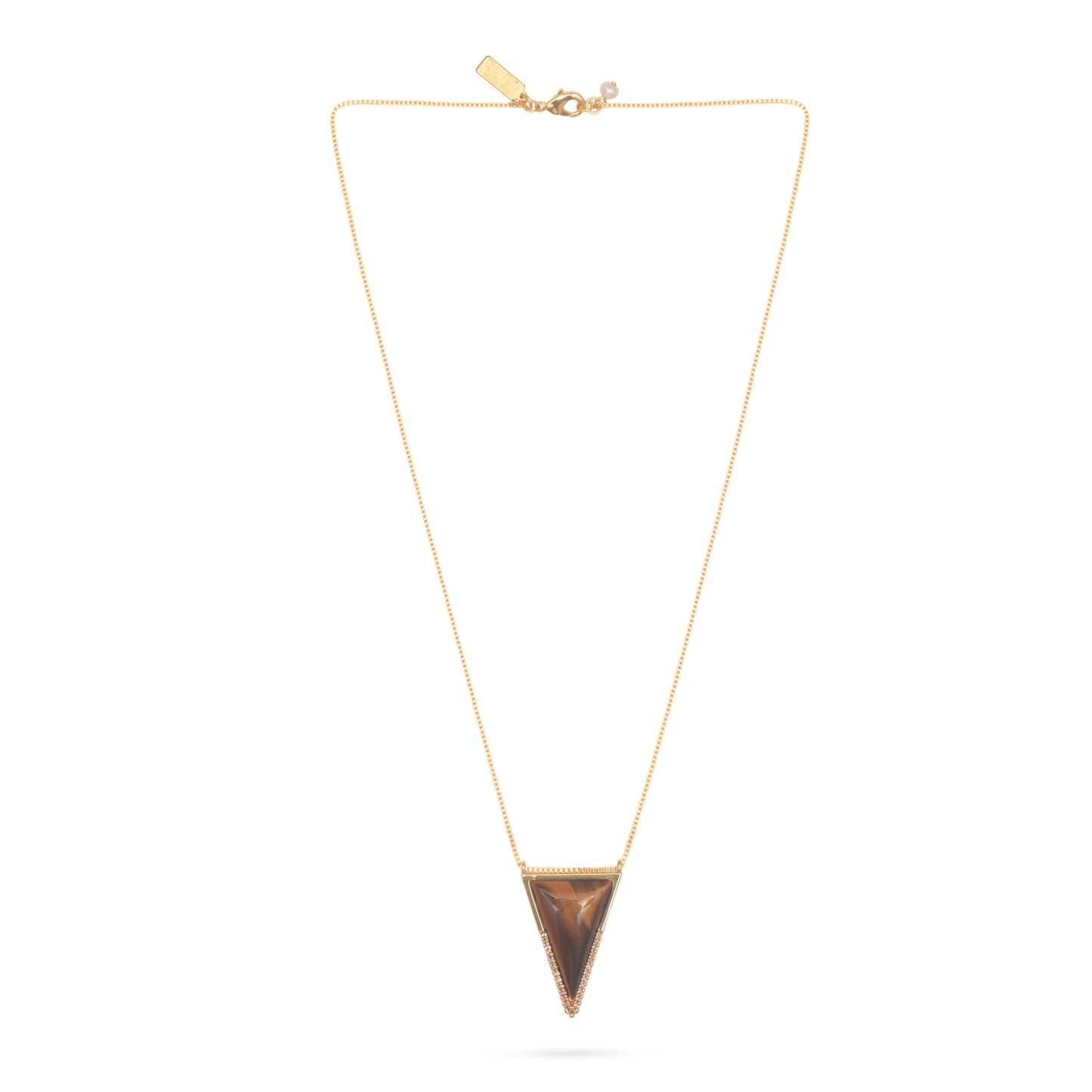 Triangle Pendant Necklace- Tiger's Eye