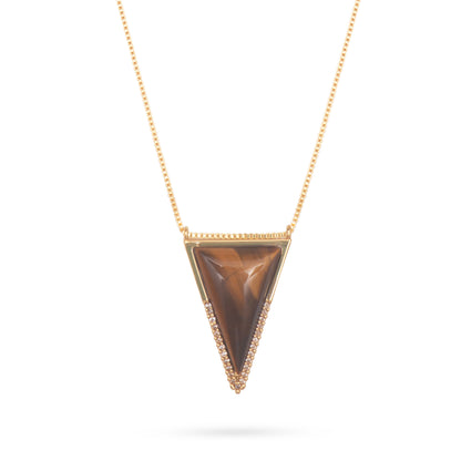 Triangle Pendant Necklace- Tiger's Eye