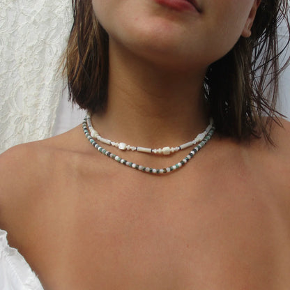 Sea Pebble Necklace African Howlite with Shell