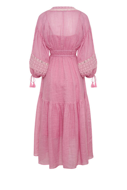 Billow Sleeve Maxi Dress Oyster Pink