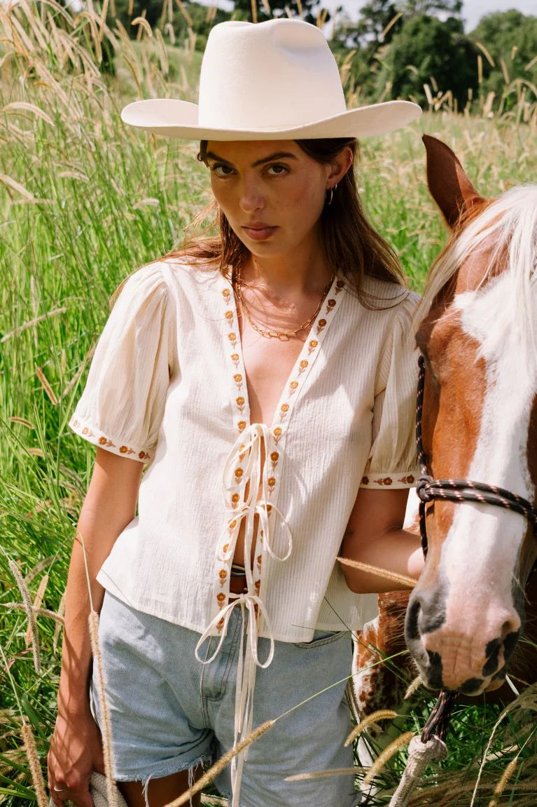 Gabby Tie Blouse Cream
