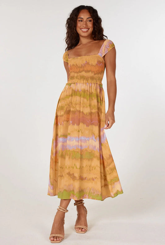 Allegra Midi Dress Sand Dunes Print