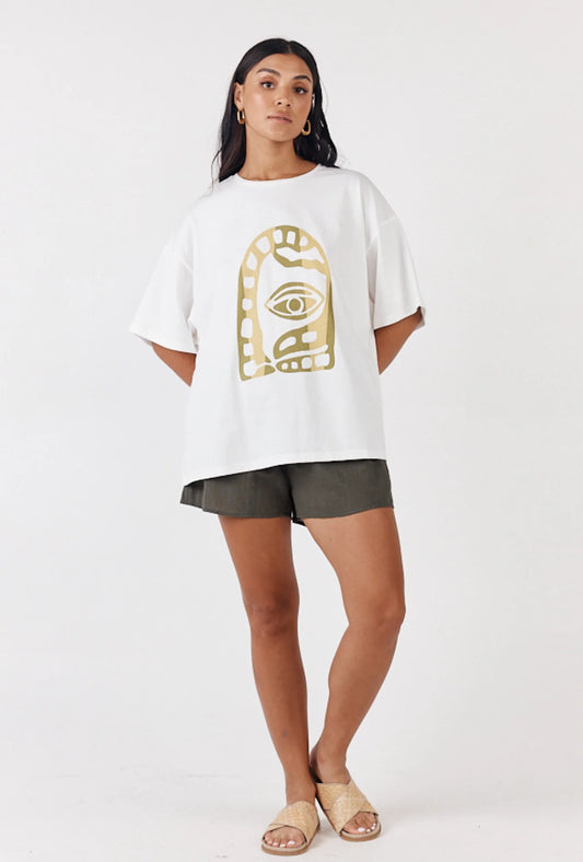 Paradise Tee Ivory and Green