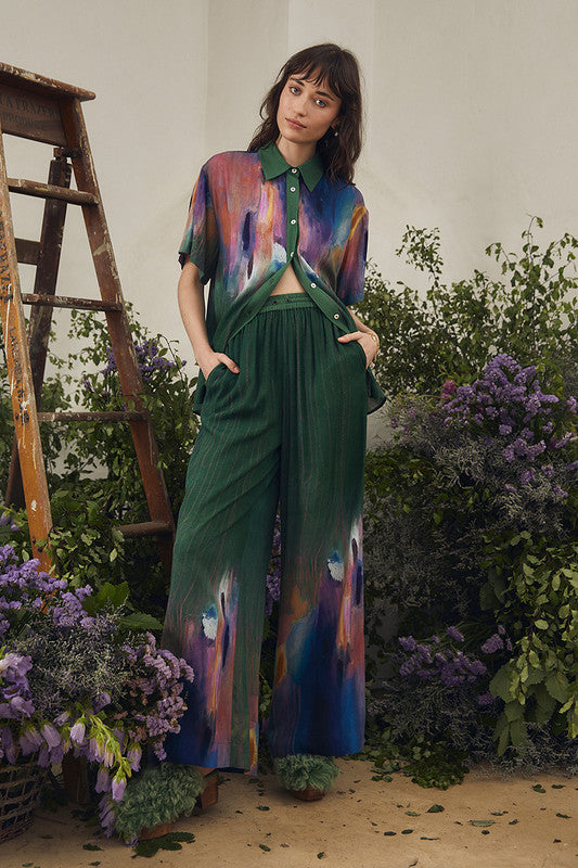 Tapestry Elastic Waist Pant Bayberry