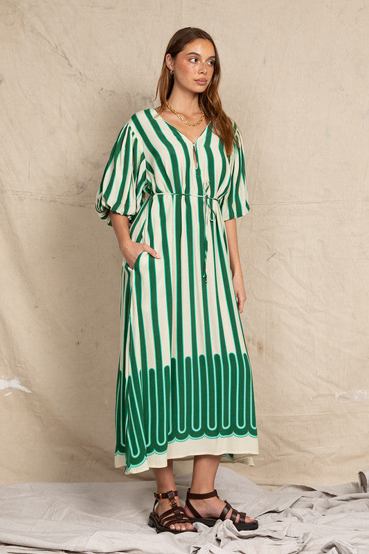 Puff Sleeve Gypsy Dress Stripe