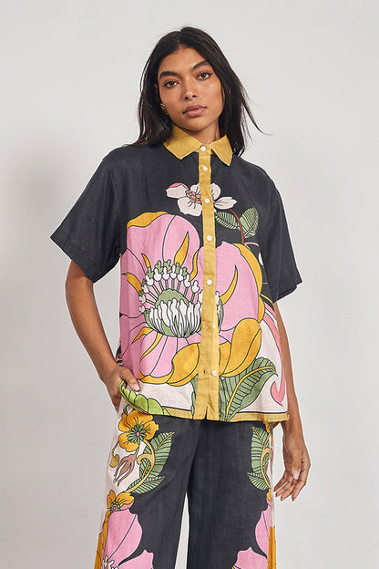 Vivid Button Up Shirt in India ink