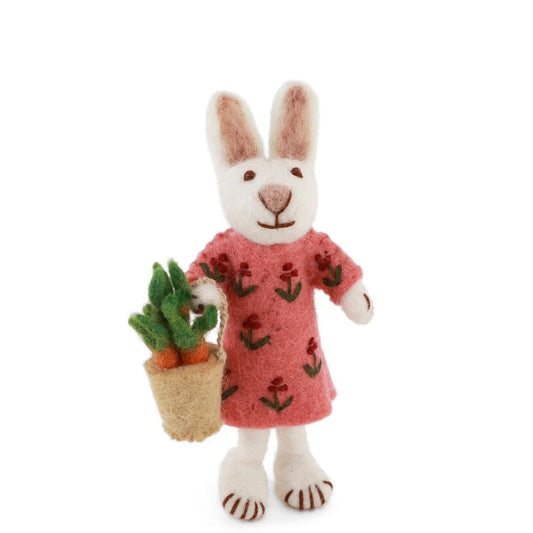 Bunny Small White Girl Carrot Basket