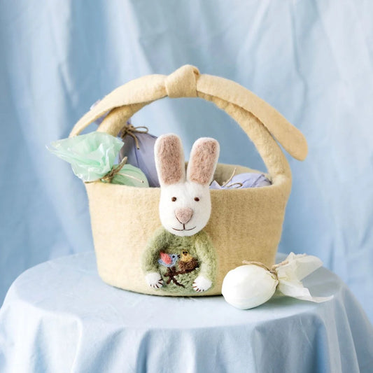 Big Basket with Bunny Light Yellow