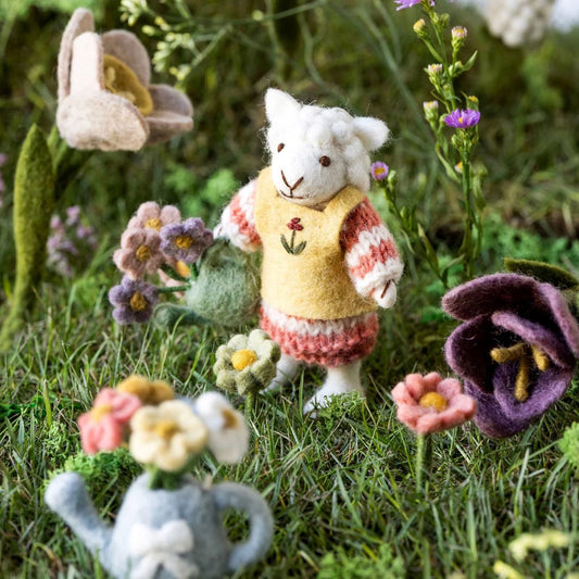 Sheep Small White Girl Watering Can