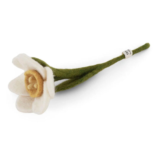 Daffodil Felted Flower White Small