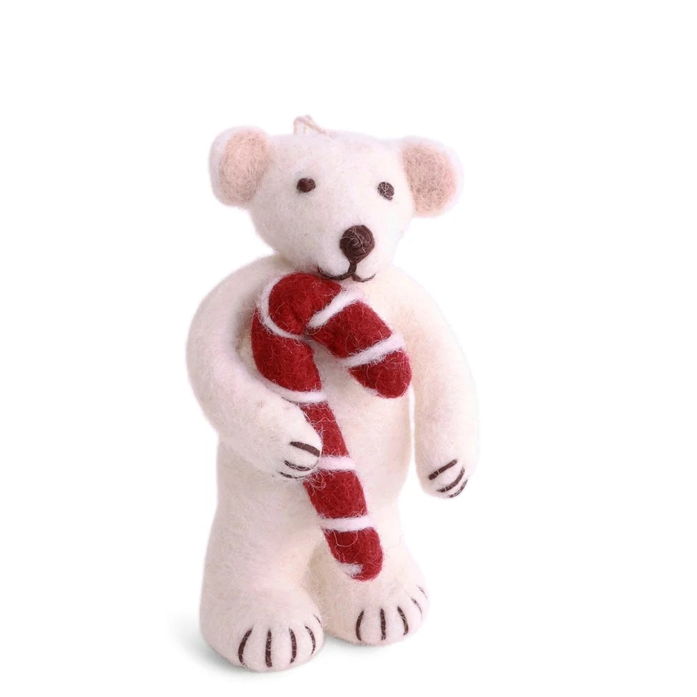 Polar Bear Small with Candy Cane