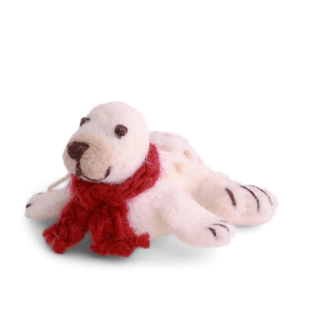 Baby Seal Red Scarf Felt Decoration