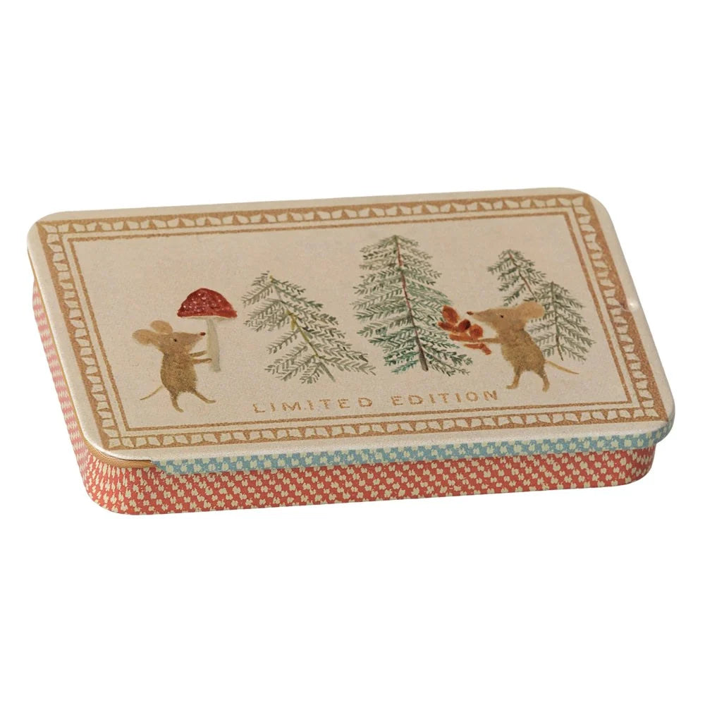 Metal Box Sliding Lid Christmas Mice