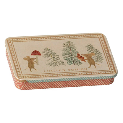 Metal Box Sliding Lid Christmas Mice
