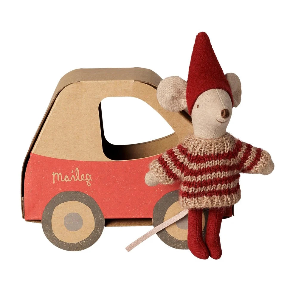 Christmas Mouse Little Sister in Car Box