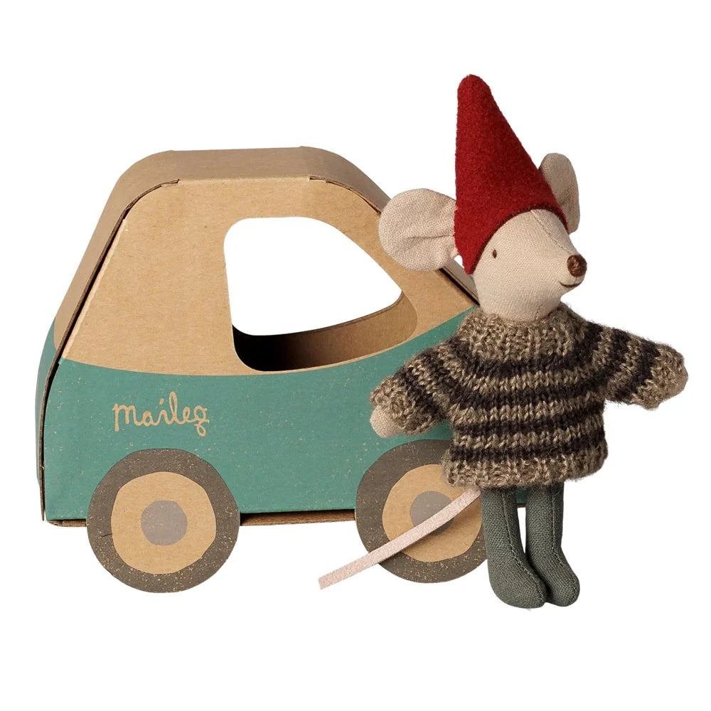 Christmas Mouse Little Brother in Car Box