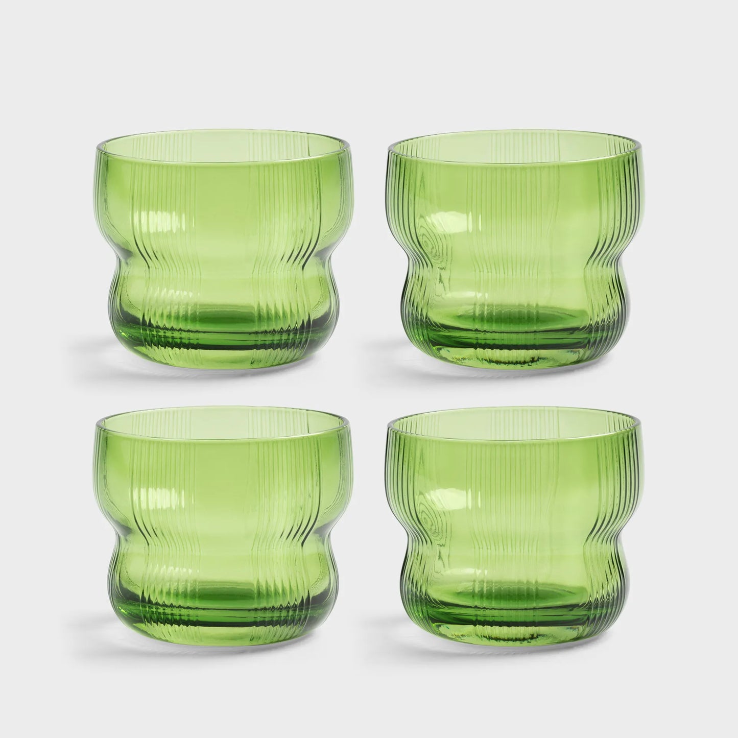 Glass Circus Green ~ Set of 4