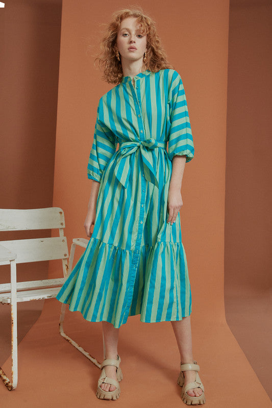 Stripe Dolman Shirt Dress Azure Fern
