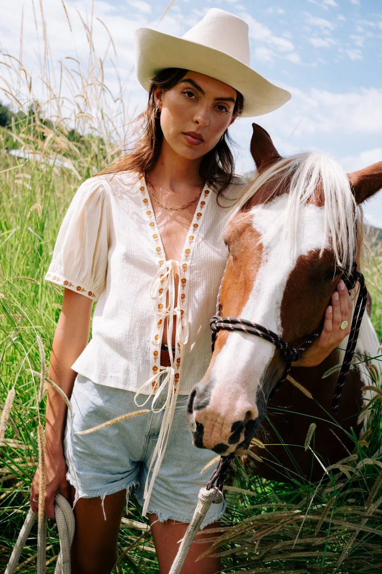 Gabby Tie Blouse Cream