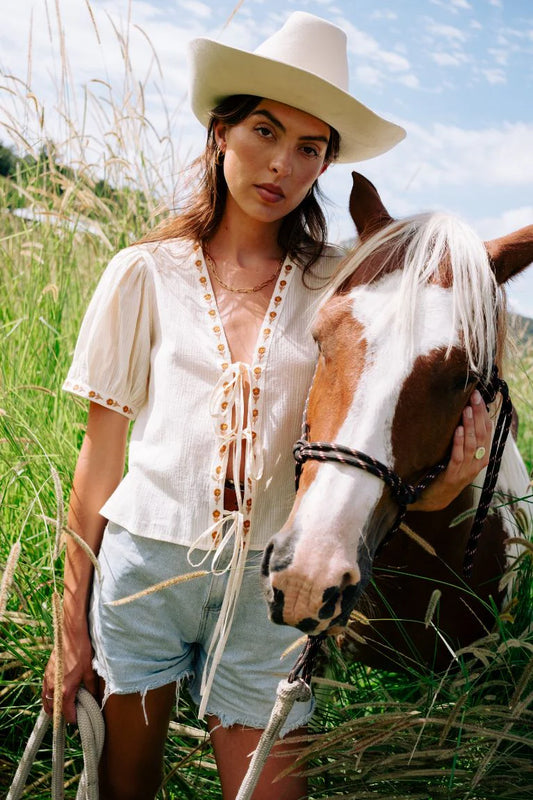 Gabby Tie Blouse Cream