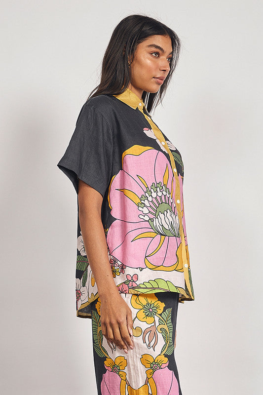 Vivid Button Up Shirt in India ink