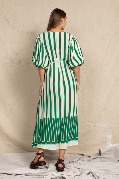 Puff Sleeve Gypsy Dress Stripe