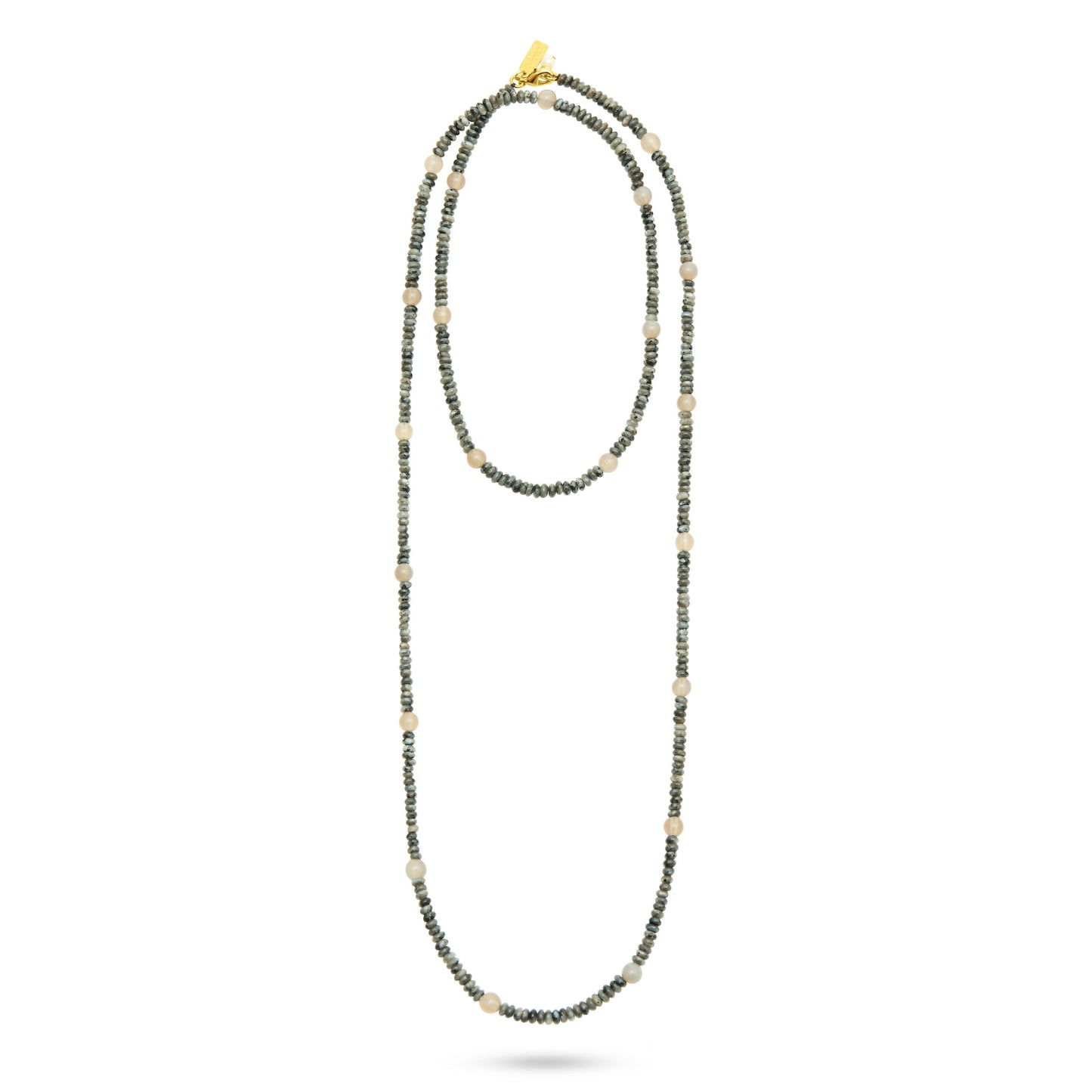 Long Beaded Necklace - Grey Agate