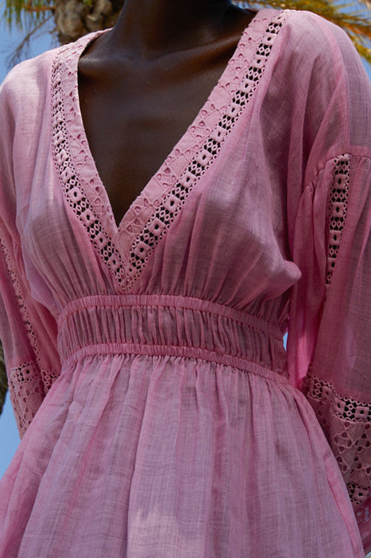 Billow Sleeve Maxi Dress Oyster Pink