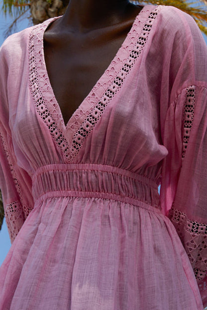 Billow Sleeve Maxi Dress Oyster Pink