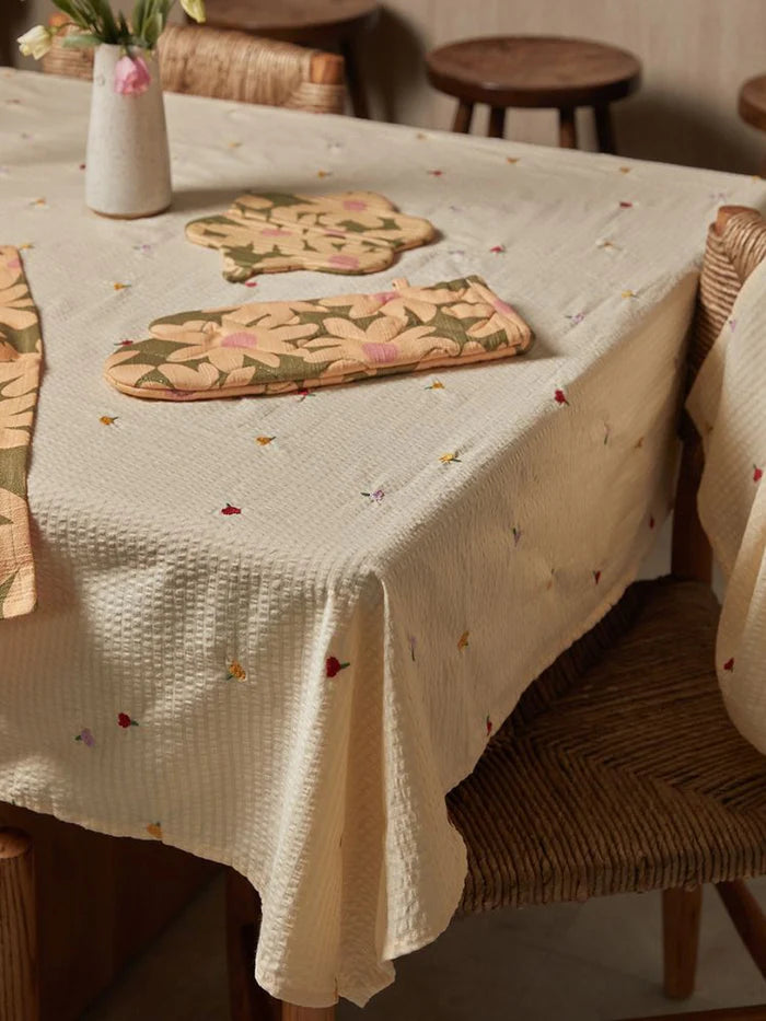 Forget Me Not Embroidered Tablecloth