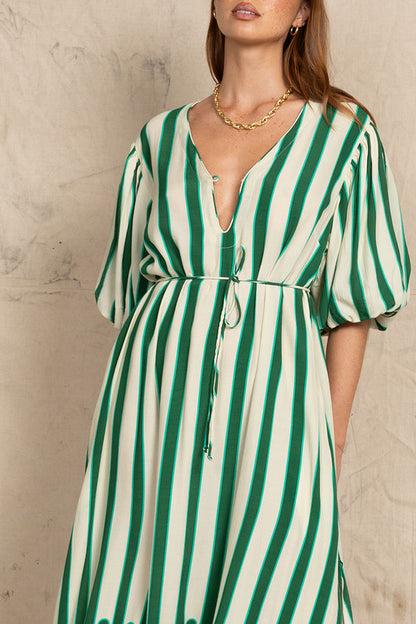 Puff Sleeve Gypsy Dress Stripe