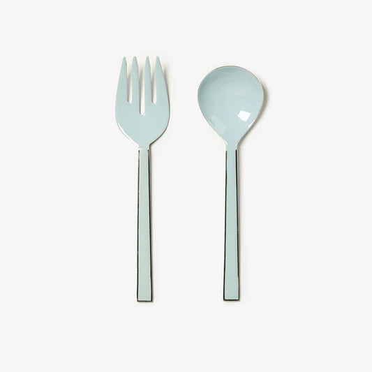 Enamel Powder Blue Salad Servers (set of 2)
