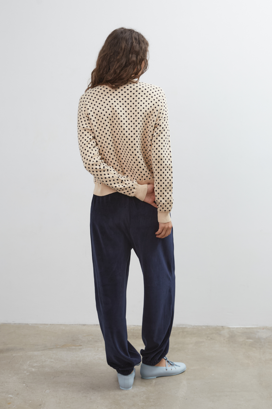 Dawn Cotton Cardigan ~ Beige Polka Dot