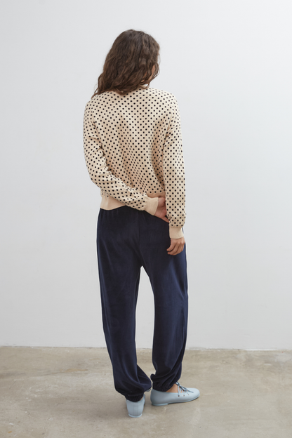 Dawn Cotton Cardigan ~ Beige Polka Dot