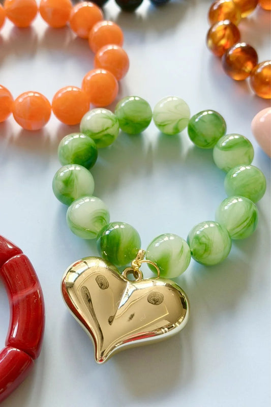 Bubble Heart Bracelet ~ Emerald Green