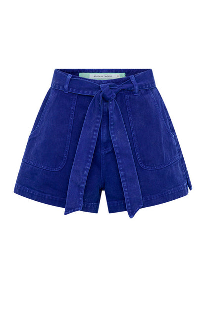 Denim Flared Short Cobalt